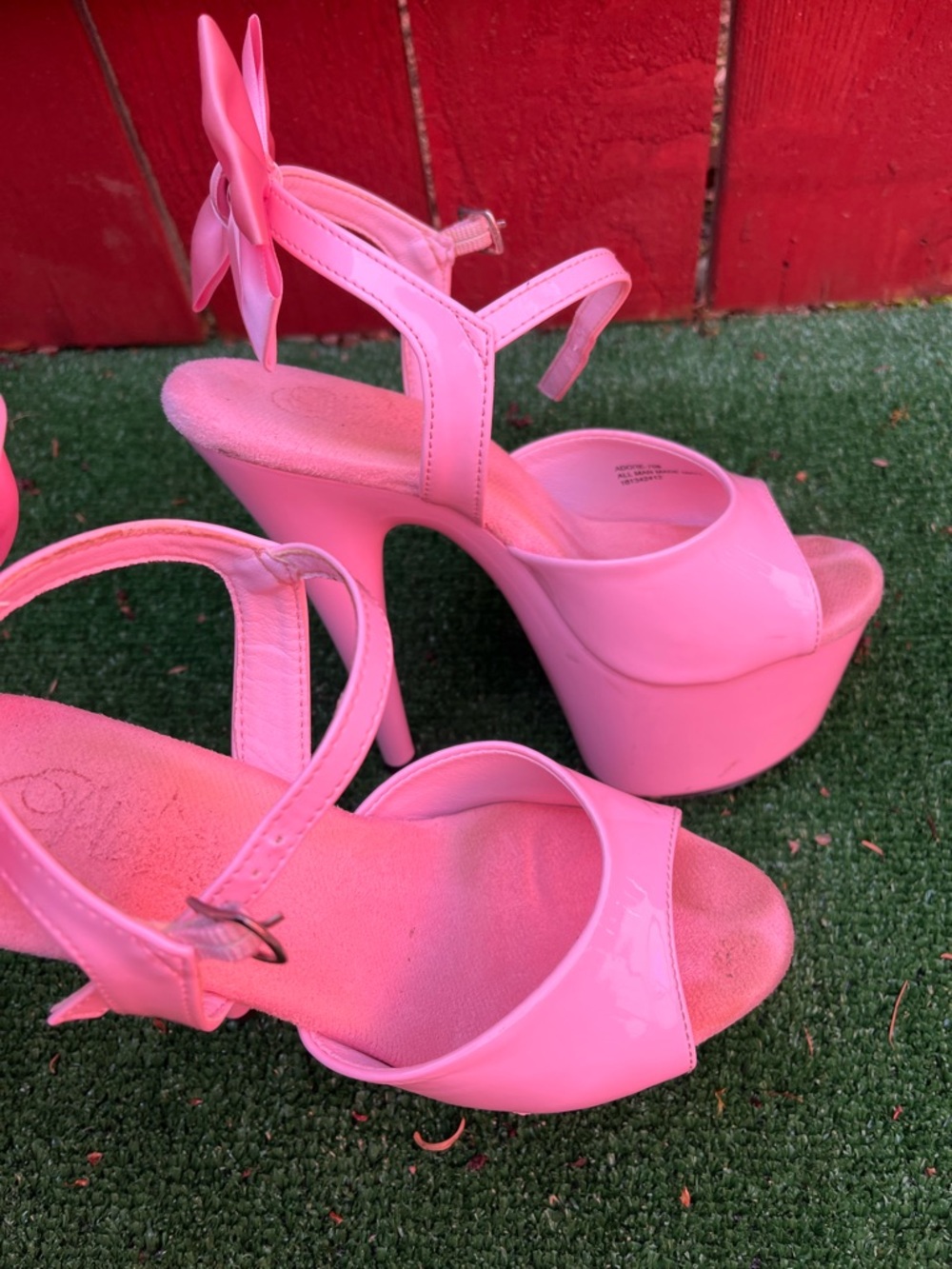 Custom Bow Baby Pink Pleasers heels - Picture 5 of 6